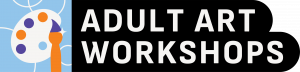 Adult Art Workshops logo with a paint palette illustration