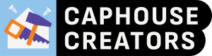 Caphouse Creators logo with a saw and hammer illustration