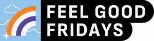 Feel Good Fridays logo with a rainbow illustration