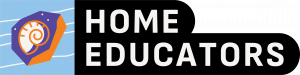Home Educators logo with a fossil illustration