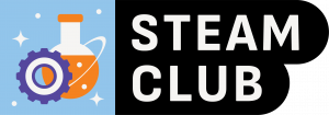 Steam Club logo with a cog and spherical flask illustration