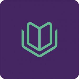 AccessAble Logo which is green and purple depicting a book with open pages